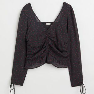 H&M Puff-sleeved Peplum Blouse